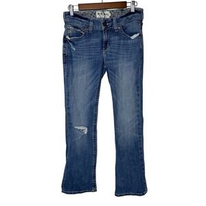 Ariat REAL Denim Womens 29S Medium Wash Distressed Bootcut Jeans